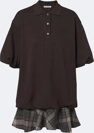 Acne Studios Checked layered cotton-blend polo dress