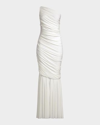 Norma Kamali Diana Fringed Fishtail Gown