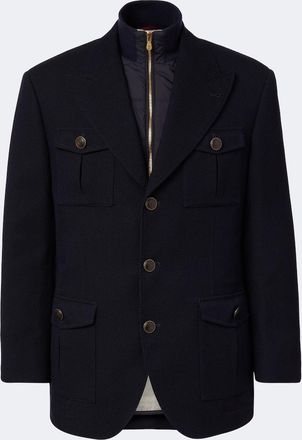 Brunello Cucinelli Chaqueta de lana y algod&oacute;n espigada