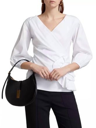La Petite Robe Di Chiara Boni Elizee Rosette-Waist Faux-Wrap Top In White