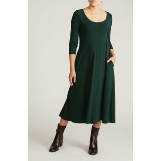 Universal Standard Cora Long Sleeve Jersey Midi Dress in Scarab Green at Nordstrom, Size X-Small