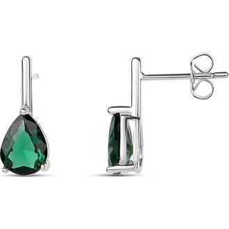SHYMI Pear Stone Mini Drop Earrings in Green Silver at Nordstrom