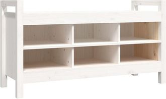 vidaXL Hall Bench White 110x40x60 cm Solid Wood Pine Vidaxl