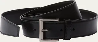 Prada Metal Buckle Calf Leather Belt