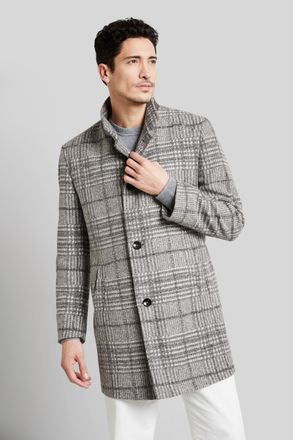 Bugatti Wollmantel BUGATTI, Herren, Gr. 48, grau (hellgrau), 49% Polyester, 21% Polyacryl, 18% Wolle, 12% Baumwolle, kariert, slim fit, normaler Saum, M&auml;ntel 