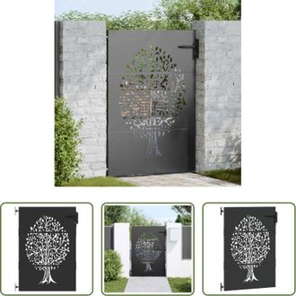 vidaXL Cancello in acciaio - Cancello da giardino con blocco Nero 85 x 150 cm