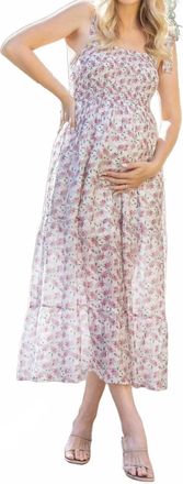 Angel Maternity Lilliana Maternity Baby Shower Dress - Plus In Roseate Floral