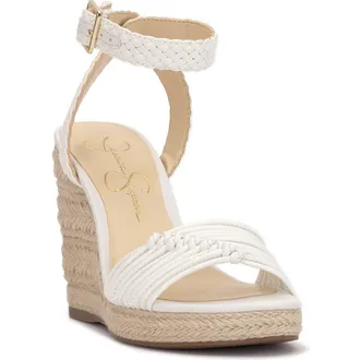 Jessica Simpson Talise Ankle Strap Espadrille Platform Wedge Sandal in Bright White at Nordstrom, Size 8.5