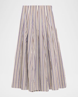 Lela Rose Striped Cotton Full Skirt