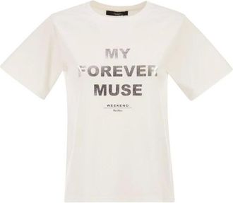 Max Mara Tops, Dames, Wit, L, Katoen, Mijn Vooraltijd Muse Grafische T-shirt