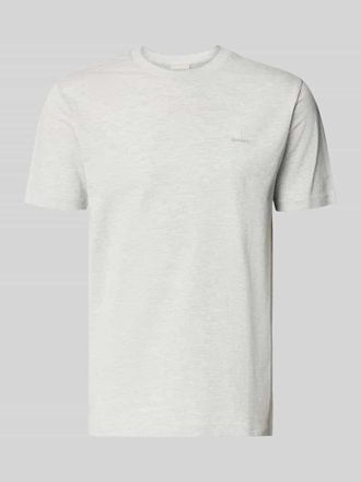 GANT T-Shirt mit Rundhalsausschnitt und Label-Stitching in Mittelgrau Melange, Gr&ouml;&szlig;e 3XL