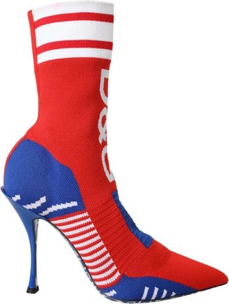 Dolce & Gabbana Prachtige Enkellaarsjes - Dames - Laarzen met Hak - Veelkleurig - 36 1/2 EU - Leer - Schoenen