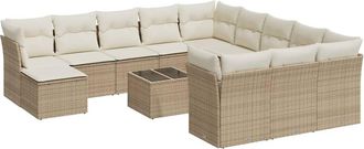 vidaXL Set Sof&aacute;s De Jard&iacute;n Con Cojines 13 Pzas Rat&aacute;n Sint&eacute;tico Beige Vidaxl