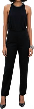 The Kooples Halter Back Jumpsuit With Chain Accent In Black