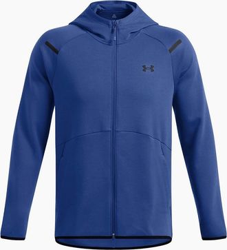 Under Armour Mens Unstoppable Hooded Neck Full Zipper Solid Patterned Sweat Jacket - Blue - Size: 40/Regular