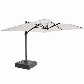 Oviala Parasol 4x3m 360&deg; inclinable con base con ruedas blanco