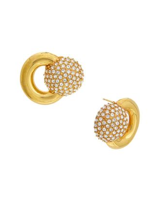 Oscar De La Renta Round Rhinestone Stud Earrings