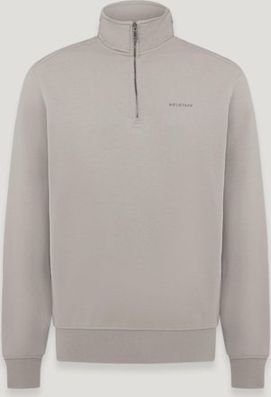 Belstaff Alloy Quarter Zip Sweatshirt Mens Cotton Fleece Cement Grey Size 2XL