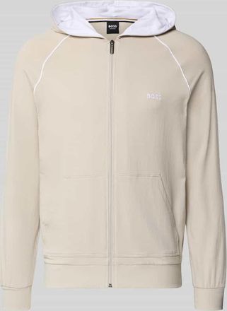 HUGO BOSS Regular Fit Sweatjacke aus Baumwoll-Mix in Mittelgrau, Gr&ouml;&szlig;e XXL