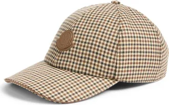 Moncler Check Wool Baseball Cap in Micro Check at Nordstrom