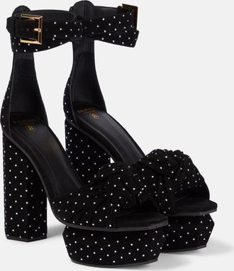 Balmain Ava embellished suede platform sandals