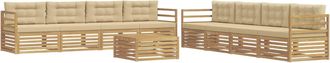 vidaXL Conjunto De Sof&aacute;s De Exterior 9 Uds. Y Beige Poli&eacute;ster Vidaxl