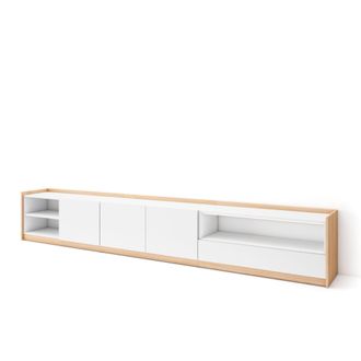 Skraut Home Skraut Home - Mueble Tv, Televisi&oacute;n, 310x37x50cm, Para Tv Hasta 80, Blanco Y Roble Soft