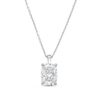 Diana M. Jewels 14kt white gold lab grown cushion cut diamond pendant weighing 1.00 ct on a solid bail