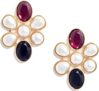 Self Portrait Accessoires, Dames, Veelkleurig, ONE Size, Oorstekers met Parels en Kristallen