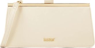Kazar Elegante handtas met metalen frame - Dames - Clutches - Beige - ONE Size - Leer - Tassen