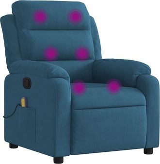 vidaXL Sill&oacute;n De Masaje Reclinable De Terciopelo Azul Vidaxl