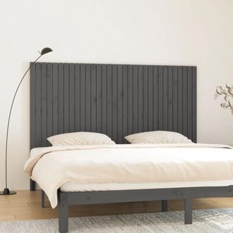 vidaXL Cabecero De Cama De Pared Madera Maciza Pino Gris 204x3x110 Cm Vidaxl