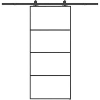vidaXL Vidaxl - Puerta Corredera Con Set Herrajes Vidrio Esg Aluminio 90x205 Cm