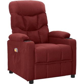 vidaXL Poltrona Massaggiante Elettrica Rosso Vino in Tessuto - Vidaxl