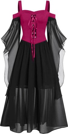 Generic Halloween Dresses for Women Mesh Suspender Open Shoulder Dress Sleeveless One Shoulder and Ankle Dress Womens Novelty Dresses Plus Size Wedding Guest 