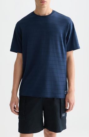 Scotch & Soda Structured Stripe Jacquard Stretch Cotton T-Shirt in Pageant Blue at Nordstrom, Size Xx-Large