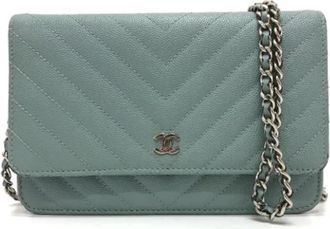 Chanel Pre-owned Leather chanel-bags - Dames - Vintage Schoudertas - Blauw - ONE Size - Vintage
