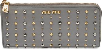Miu Miu Portafoglio con borchie - Grigio