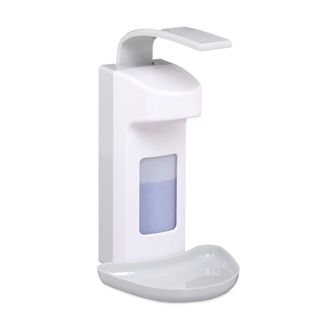 Relaxdays 10 Dispensadores Para Desinfectante, Bandeja De Goteo, Dosificador Jab&oacute;n, Palanca Brazo, 500 Ml, Abs, Blanco