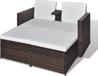 vidaXL Vidaxl - Set Muebles De Jard&iacute;n 4 Piezas Y Cojines Rat&aacute;n Sint&eacute;tico Marr&oacute;n