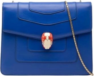 Bulgari Pre-owned Cross Body Bags, female, Blue, Size: ONE SIZE Pre-owned Vintage Leather Crossbody Bag