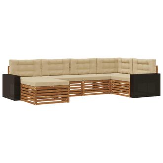 vidaXL Conjunto De Sof&aacute;s De Exterior Con Coj&iacute;n 6 Pcs Natural Y Beige Vidaxl
