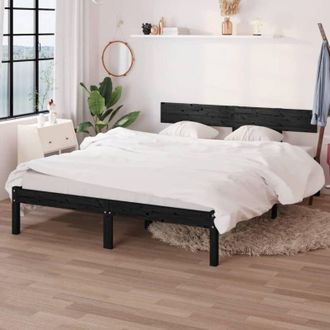 vidaXL Bed Frame without Mattress Black Solid Wood 160x200 cm Vidaxl