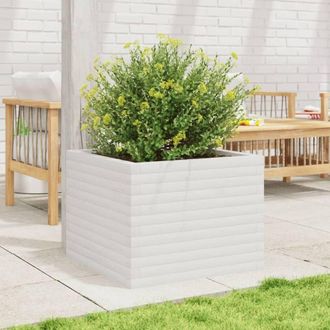 Berkfield Home Decorative Garden Planter White 60x60x45.5 cm Solid Wood Pine