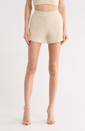 L'agence Radlee Knit Dolphin Hem Shorts in White/ivory/gold at Nordstrom Rack, Size X-Large