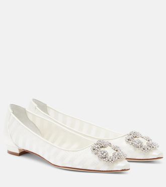 Manolo Blahnik Hangisi embellished organza ballet flats