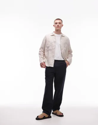 Arket linen blend pants in navy blue