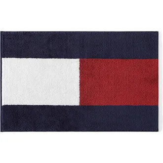 Tommy Hilfiger Flag Bath Rug in Midnight Blue/Scarlet/White at Nordstrom