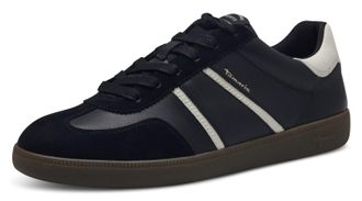 Tamaris Plateausneaker TAMARIS, Damen, Gr. 36, schwarz (schwarz, kombiniert), Leder, Lederimitat, unifarben mit Farbeinsatz, Schuhe Plateausneaker, Freizeitsc