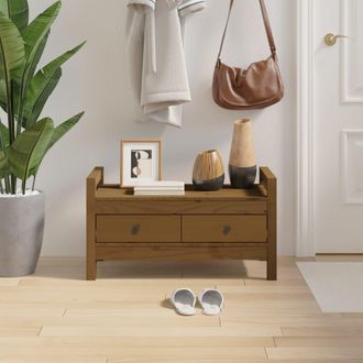 vidaXL Vidaxl - Banco De Recibidor Madera Maciza Pino Marr&oacute;n Miel 80x40x43 Cm